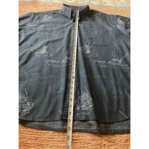 Cafe Luna Men’s 3XL 54/56 Blue Cotton Button Up Short Sleeve Shirt Boats - Picture 4 of 7